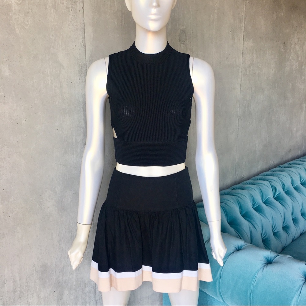 GUC Bebe Linen Colorblock Mini Skirt, Black/White